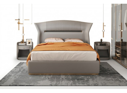 Grau Liederbett Design-Schlofzëmmer Miwwelen Duebelbett Luxus Hotel