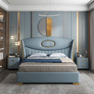 Italienesch Designer-miwwele Bett Duebel Schlofzëmmer 180x200cm Nei Better