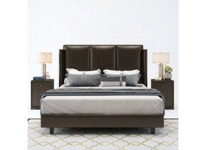 Modern Style Bett Duebelbett Schlofzëmmer Lieder Polster Textil Duebelbetter