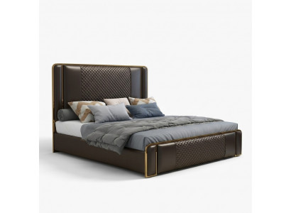 Luxus Designer Bett fir d'Schlofkummer a Samt bezunn Miwwelen Better Stoff
