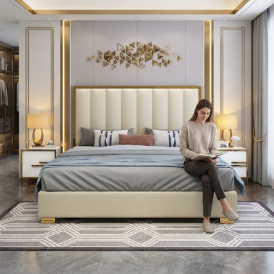 Bett Betten Holz Lieder Polster Bestietnis Design Lieder Hotel Boxspring Miwwelen