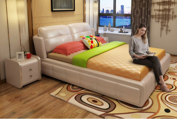 Luxus Schlofzëmmer Bett Këssen Deko Design 180x200cm duebelt Hotel Better