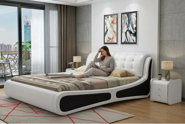 Bett Këssen Design Luxus Duebel Better Wäiss 180x200cm Schlofzëmmer Lieder