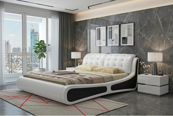 Bett Këssen Design Luxus Duebel Better Wäiss 180x200cm Schlofzëmmer Lieder