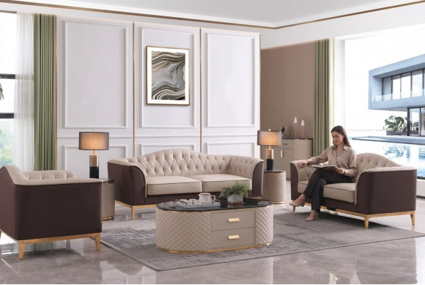 Komplett Set Sofagarnitur 3+2+1 Sëtzer Sofa Design Couch Wunnlandschaft