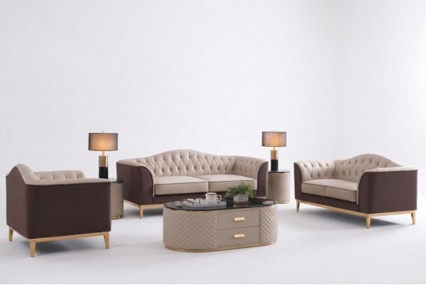 Komplett Set Sofagarnitur 3+2+1 Sëtzer Sofa Design Couch Wunnlandschaft