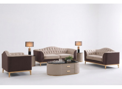 Komplett Set Sofagarnitur 3+2+1 Sëtzer Sofa Design Couch Wunnlandschaft