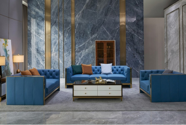 Komplett Chesterfield Set Sofa Garnitur 3 2 1 Sëtz Couchtisch Designer 4tlg