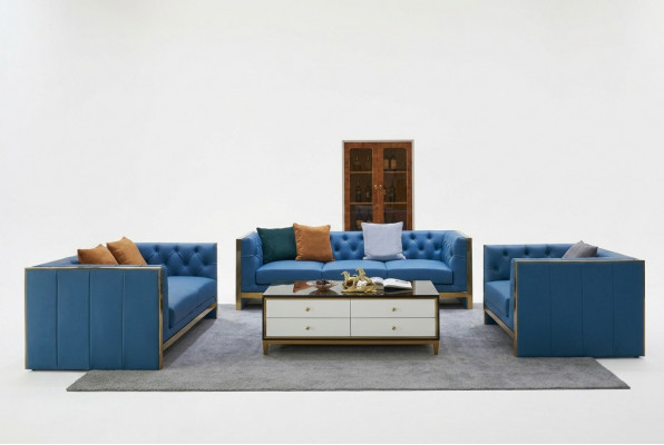Komplett Chesterfield Set Sofa Garnitur 3 2 1 Sëtz Couchtisch Designer 4tlg