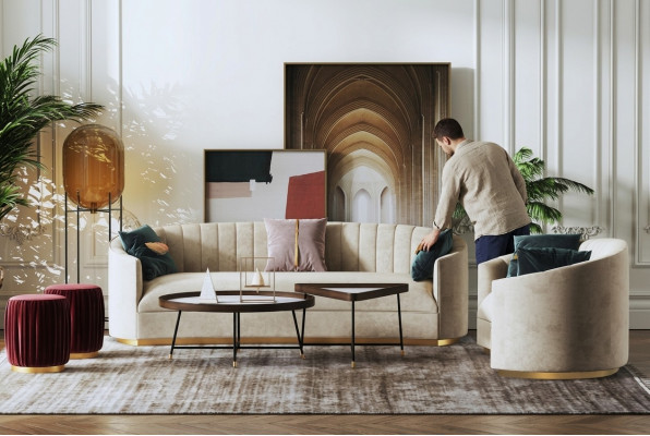 Sofasett 3+1 Sëtz Set Design Sofa Polster Couchen Canapé Modern