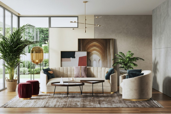 Sofasett 3+1 Sëtz Set Design Sofa Polster Couchen Canapé Modern