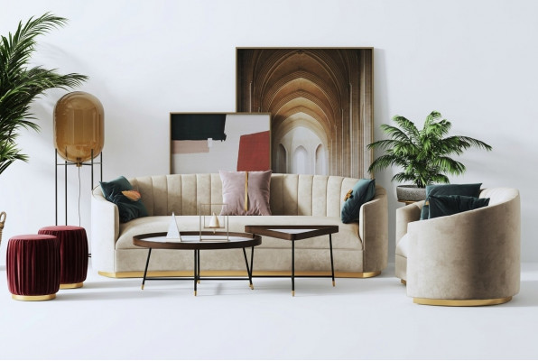 Sofasett 3+1 Sëtz Set Design Sofa Polster Couchen Canapé Modern