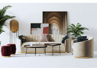Sofasett 3+1 Sëtz Set Design Sofa Polster Couchen Canapé Modern
