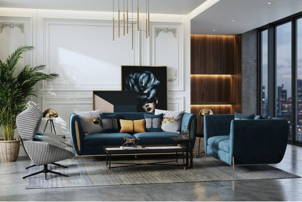 Sofa-Set 3+1 Sëtz Set Design Sofas Polster Couches Textil Relax Luxus