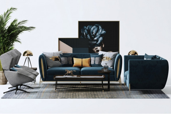 Sofa-Set 3+1 Sëtz Set Design Sofas Polster Couches Textil Relax Luxus