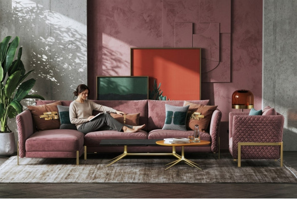 Wunnlandschaft Eckcouch L Form Sëtz Set Garnitur Modern Sofa Textil
