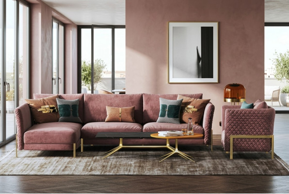 Wunnlandschaft Eckcouch L Form Sëtz Set Garnitur Modern Sofa Textil