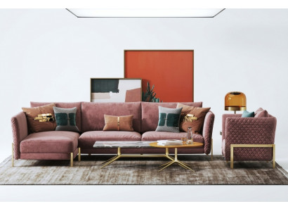 Wunnlandschaft Eckcouch L Form Sëtz Set Garnitur Modern Sofa Textil