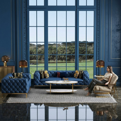 Komplett Set Sofagarnitur 3 2 1 1 Sëtz Luxus Designer 4tlg. Ledersofa