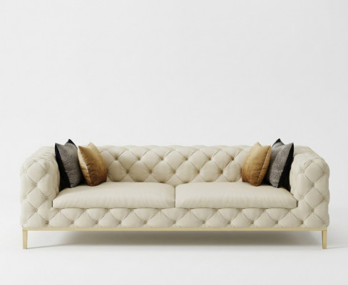 Chesterfield Canapé Sofa Polster 3 Sëtzer Canapéë Sëtz Garnitur Sofas Wäiss