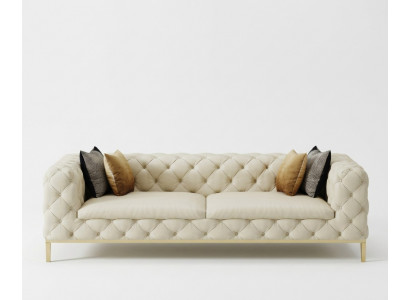 Chesterfield Canapé Sofa Polster 3 Sëtzer Canapéë Sëtz Garnitur Sofas Wäiss