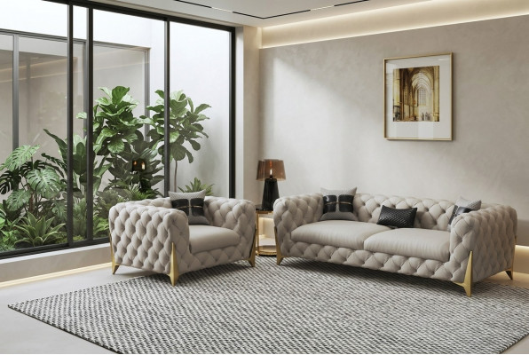 Sofagarnitur Grouss Set 3+1 Sëtzer Lieder Couch Sofa Garnitur Design Couchen