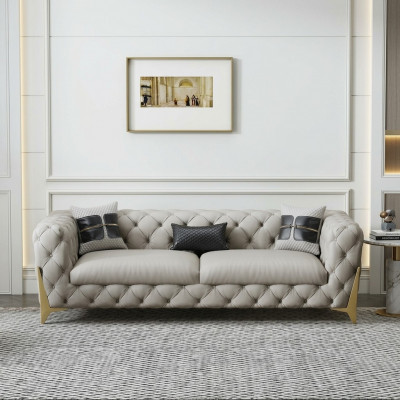 Couch Samt Lieder Wunnzëmmer Sofa Couchen Chesterfield 3-Sëtzer Dräisëtzer