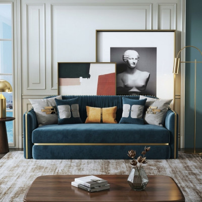 Design Textil Edelstol Grousse 3-Sëtzer Couch Lieder Stoff Sofae Couchë Miwwelen