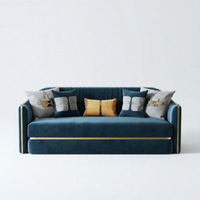 Design Textil Edelstol Grousse 3-Sëtzer Couch Lieder Stoff Sofae Couchë Miwwelen