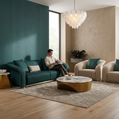 Design Këssen Luxus Sëtz Sofa Couch Textil Sofa 3-Sëtz Kënschtleche Lieder
