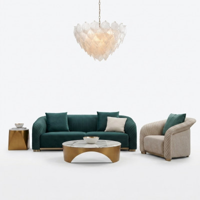 Design Këssen Luxus Sëtz Sofa Couch Textil Sofa 3-Sëtz Kënschtleche Lieder