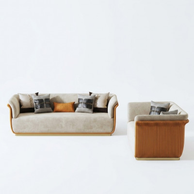 Modern Sofa-Garnitur 3+2 Sëtzer Sëtzgrupp Lieder Couchen 2tlg. Set