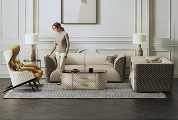 Garnitur 3+2 Sëtzer Couchtisch Bäistelltisch Wunnlandschaft Canapé Couch 3 Deeler