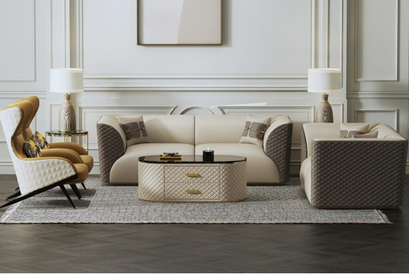 Garnitur 3+2 Sëtzer Couchtisch Bäistelltisch Wunnlandschaft Canapé Couch 3 Deeler