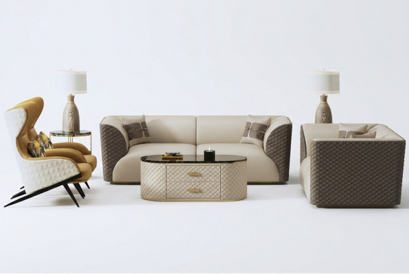 Garnitur 3+2 Sëtzer Couchtisch Bäistelltisch Wunnlandschaft Canapé Couch 3 Deeler