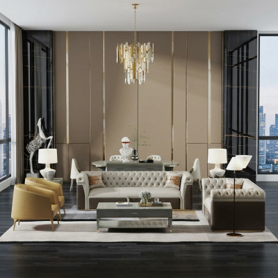 Sëtzgrupp 3+2 Sëtzer Set Design Sofa Këssen Canapéen Couch Modern Luxus
