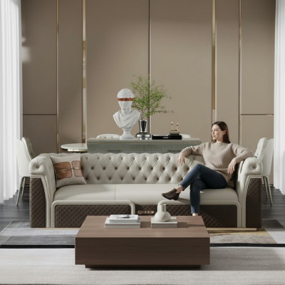 Canapé dräi-Sëtz Sofa Stil Modern Polster Chesterfield Lieder Canapéen