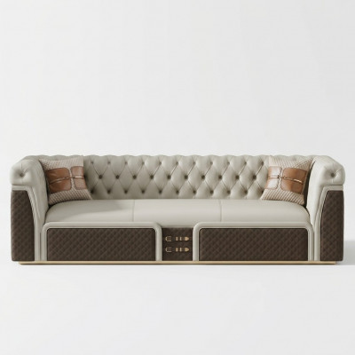 Canapé dräi-Sëtz Sofa Stil Modern Polster Chesterfield Lieder Canapéen