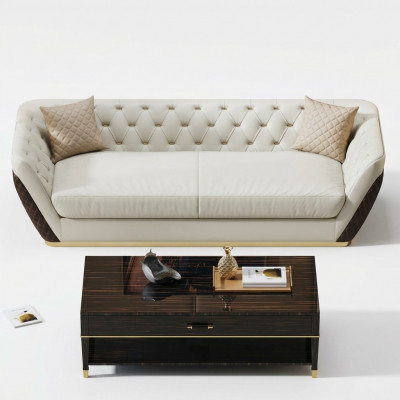 Sofa 3-Sëtzer Canapé Wunnlandschaft Garnitur Deko Design Modern Sofa Sëtz