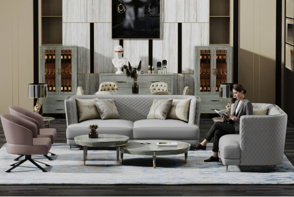 Grou Sofagarnitur 3+2 Sëtz Modern Polstergarnitur Wunnzëmmer Sofaen