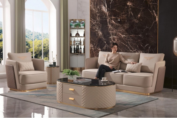 Komplett Set Sofa 3+1er + Nuetsdësch Beistelltisch Designer Wunnlandschaft