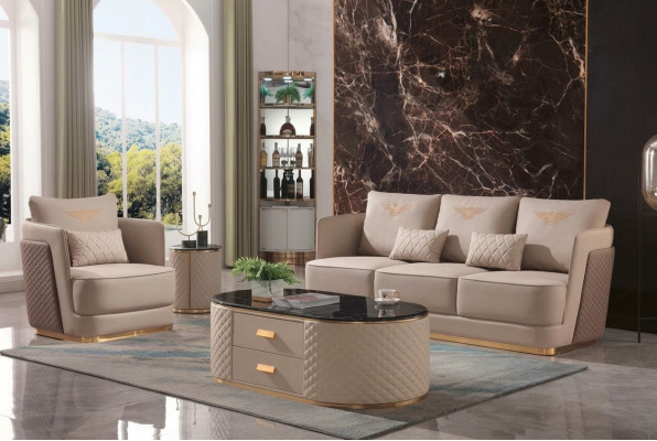 Komplett Set Sofa 3+1er + Nuetsdësch Beistelltisch Designer Wunnlandschaft