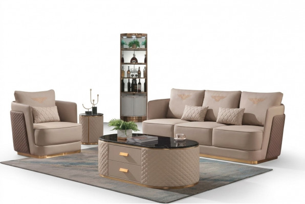 Komplett Set Sofa 3+1er + Nuetsdësch Beistelltisch Designer Wunnlandschaft