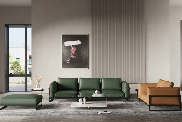 Brong-gréng 3+2 Sëtzer Ledergarnitur Wunnzëmmer Konschtläder Couch-Set