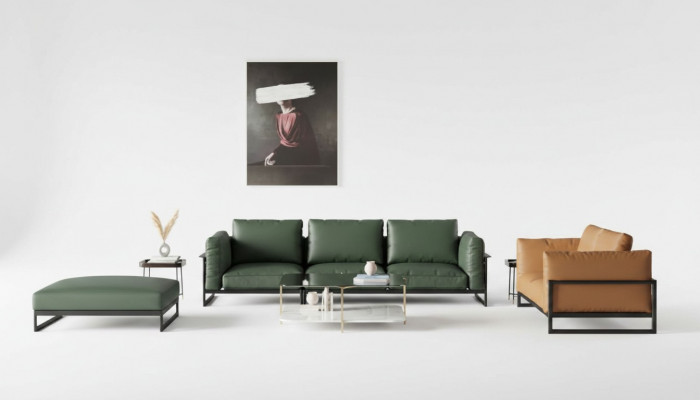 Brong-gréng 3+2 Sëtzer Ledergarnitur Wunnzëmmer Konschtläder Couch-Set