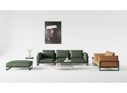 Brong-gréng 3+2 Sëtzer Ledergarnitur Wunnzëmmer Konschtläder Couch-Set