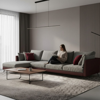 Canapé Ecksofa L-Form Wunnlandschaft Sofa Polster Garnitur Stoff Sofas Miwwelen