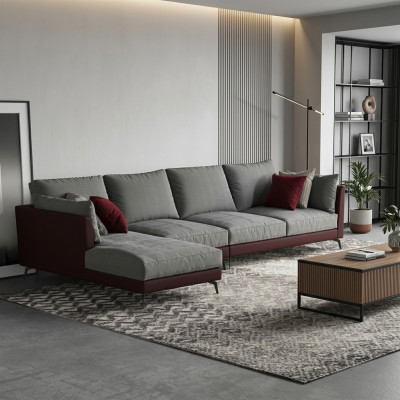 Canapé Ecksofa L-Form Wunnlandschaft Sofa Polster Garnitur Stoff Sofas Miwwelen