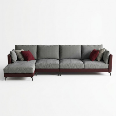 Canapé Ecksofa L-Form Wunnlandschaft Sofa Polster Garnitur Stoff Sofas Miwwelen