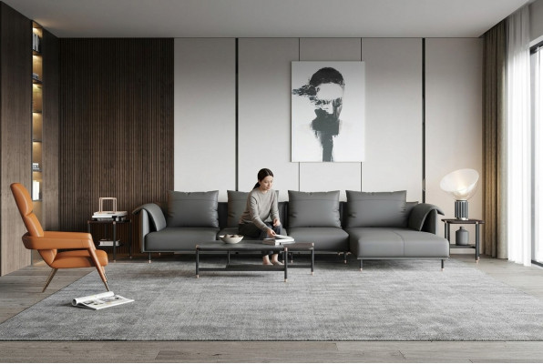 Eckcouch Garnitur Sofa Gri Leder L Form Canapéë Design Gepolstert